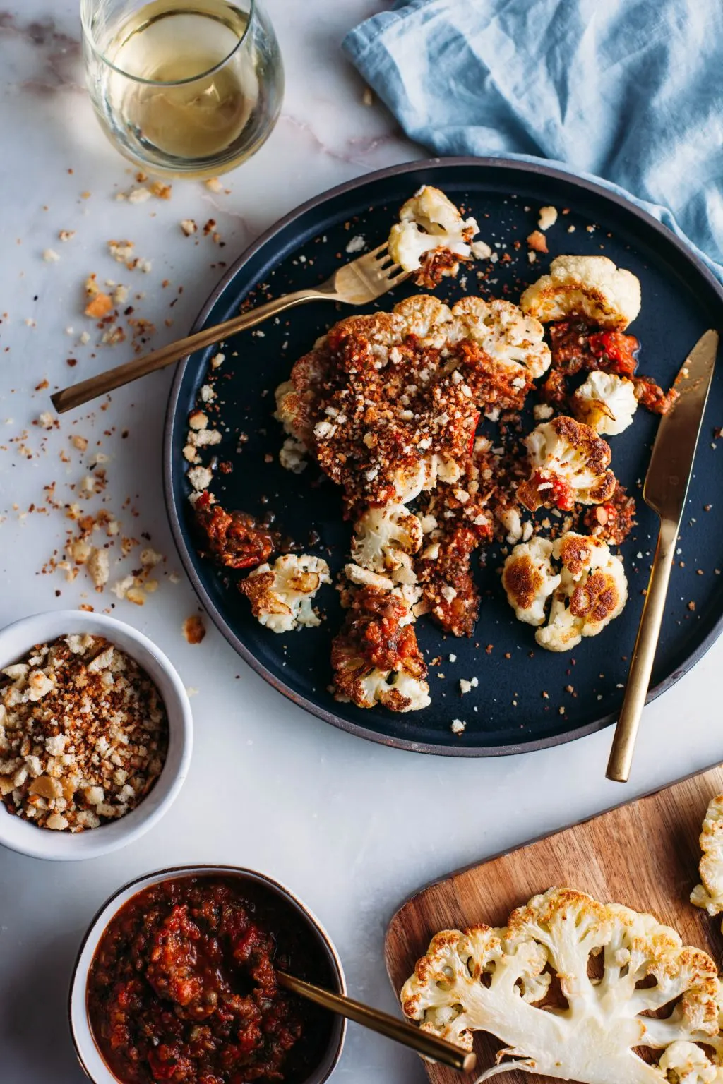 Roasted Cauliflower Steaks with Spicy Tomato Sauce and Breadcrumbs - Tastemaker Blog