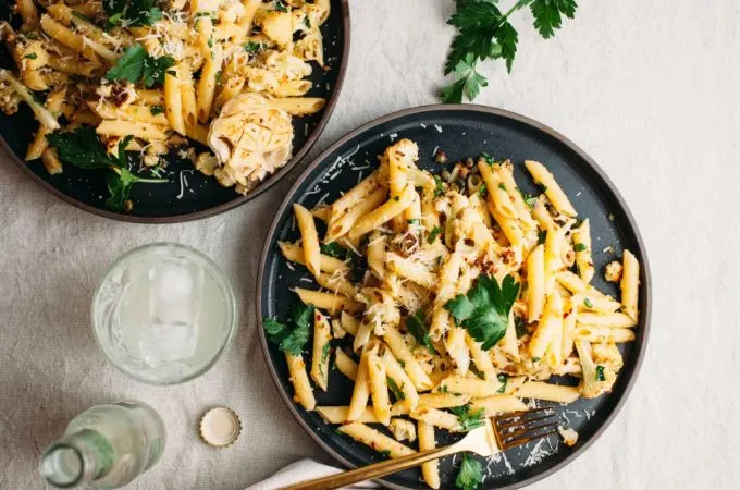 Roasted Cauliflower Piccata Pasta - Tastemaker Blog
