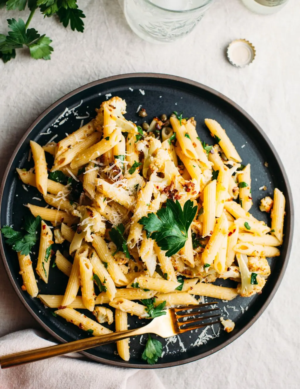 Roasted Cauliflower Piccata Pasta - Tastemaker Blog