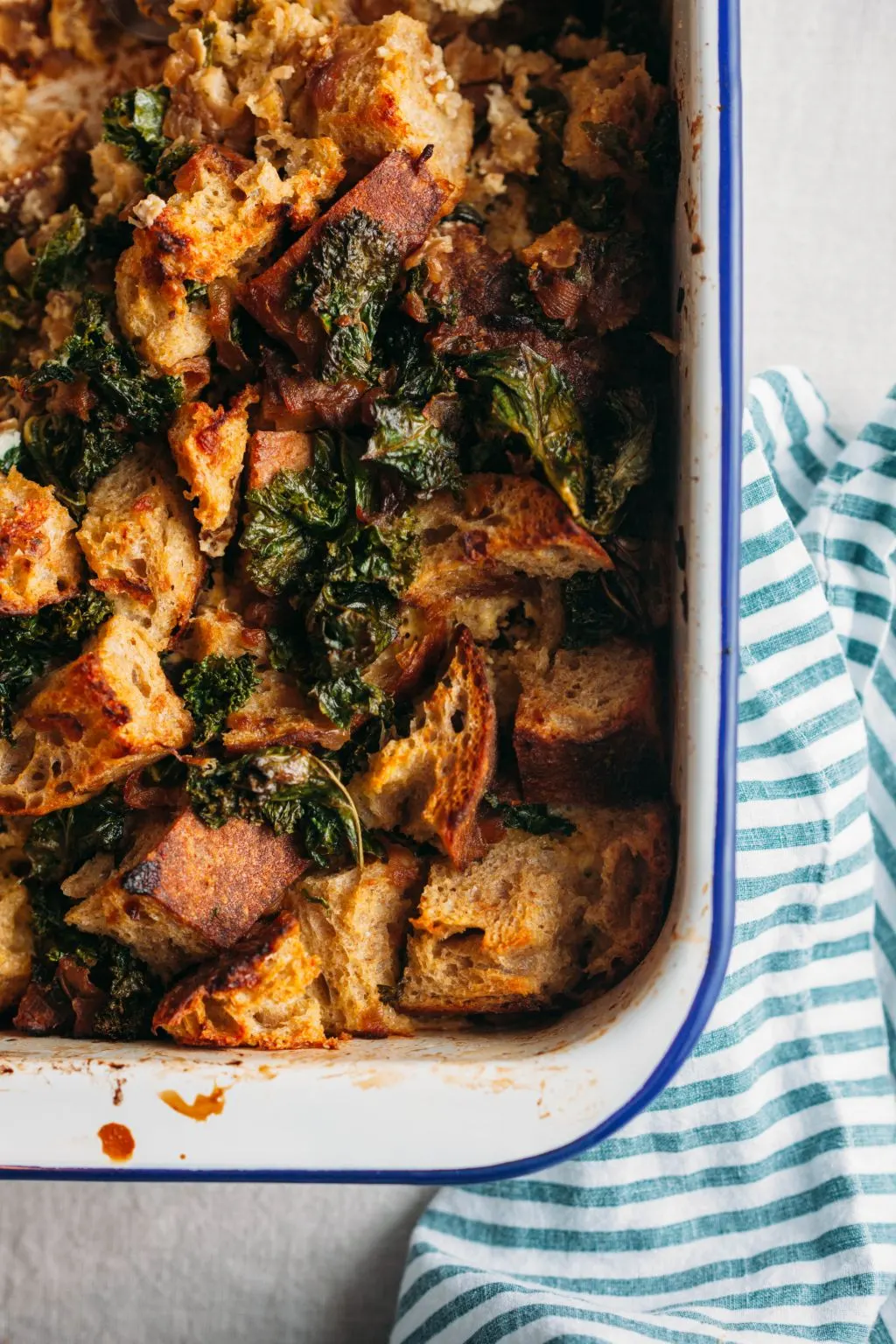 Savory Bread Pudding with Caramelized Onions and Kale - Tastemaker Blog