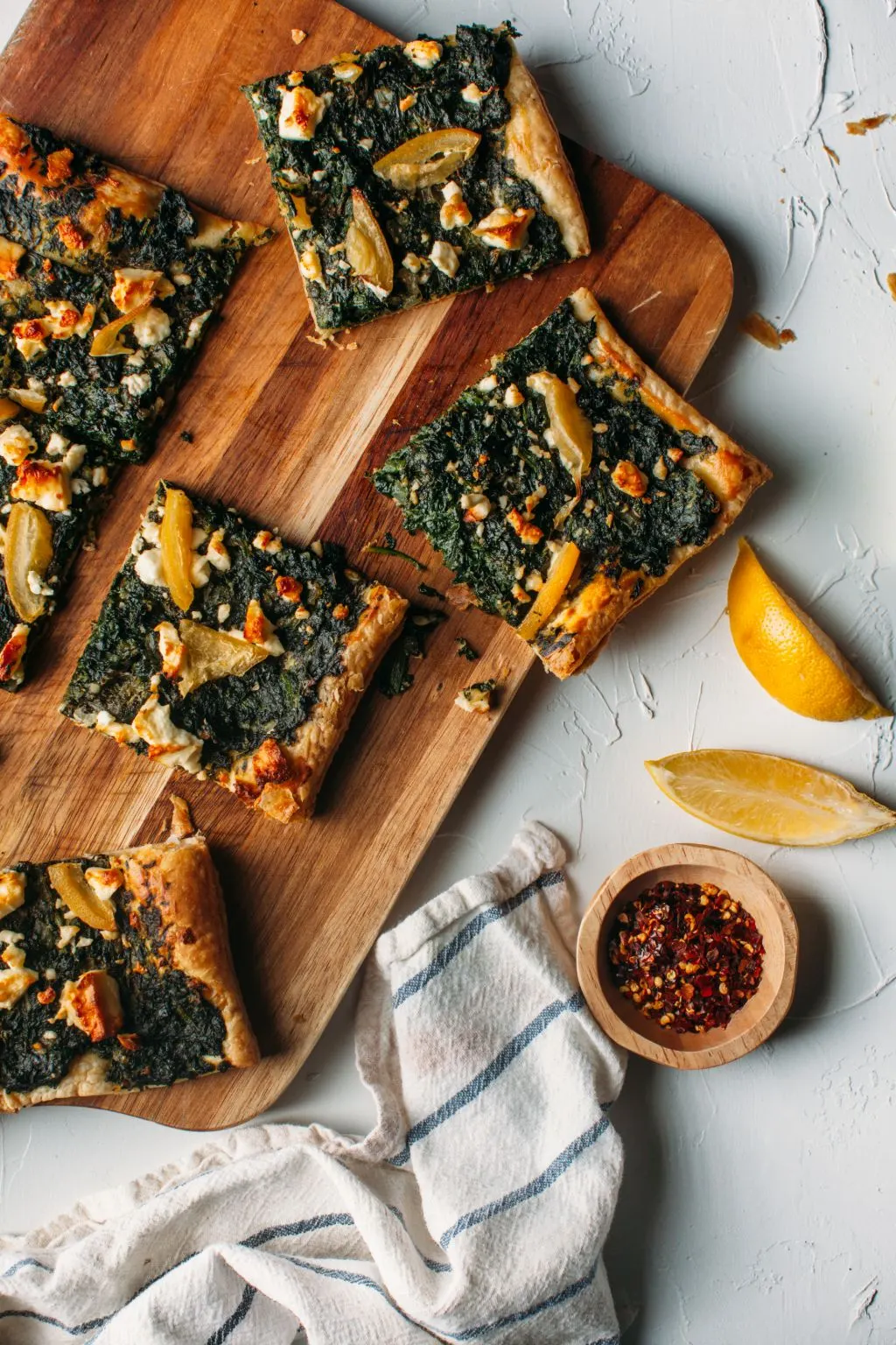 Spinach, Feta, and Preserved Lemon Puff Pastry Pizza - Tastemaker Blog